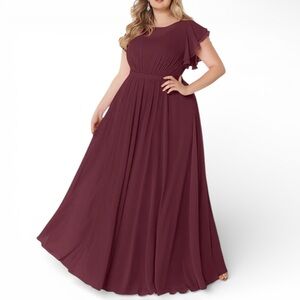 Azazie Burgundy Maxi Dress